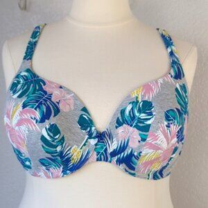 Cacique Size 40DD (E) Bra Cotton Lightly Lined Floral Underwired T-Shirt Bra